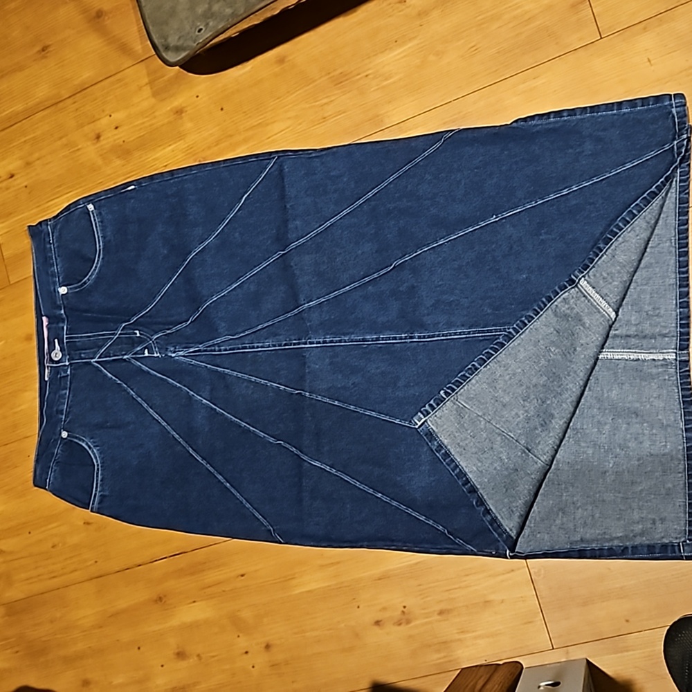 Me and You jean maxi skirt